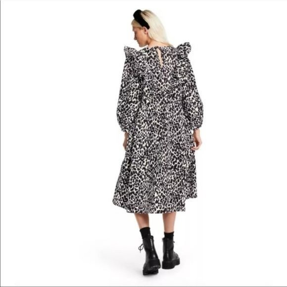 Sandy Liang x Target Leopard Print Long Ruffle Sleeve Midi Dress Plus Size NWT - Picture 14 of 15